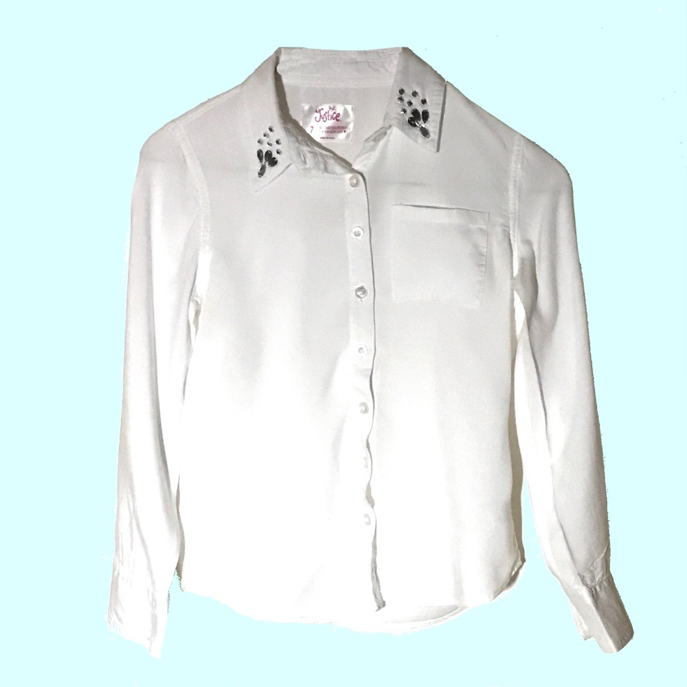 JUSTICE GIRL'S WHITE 100% RAYON TOP SIZE 7